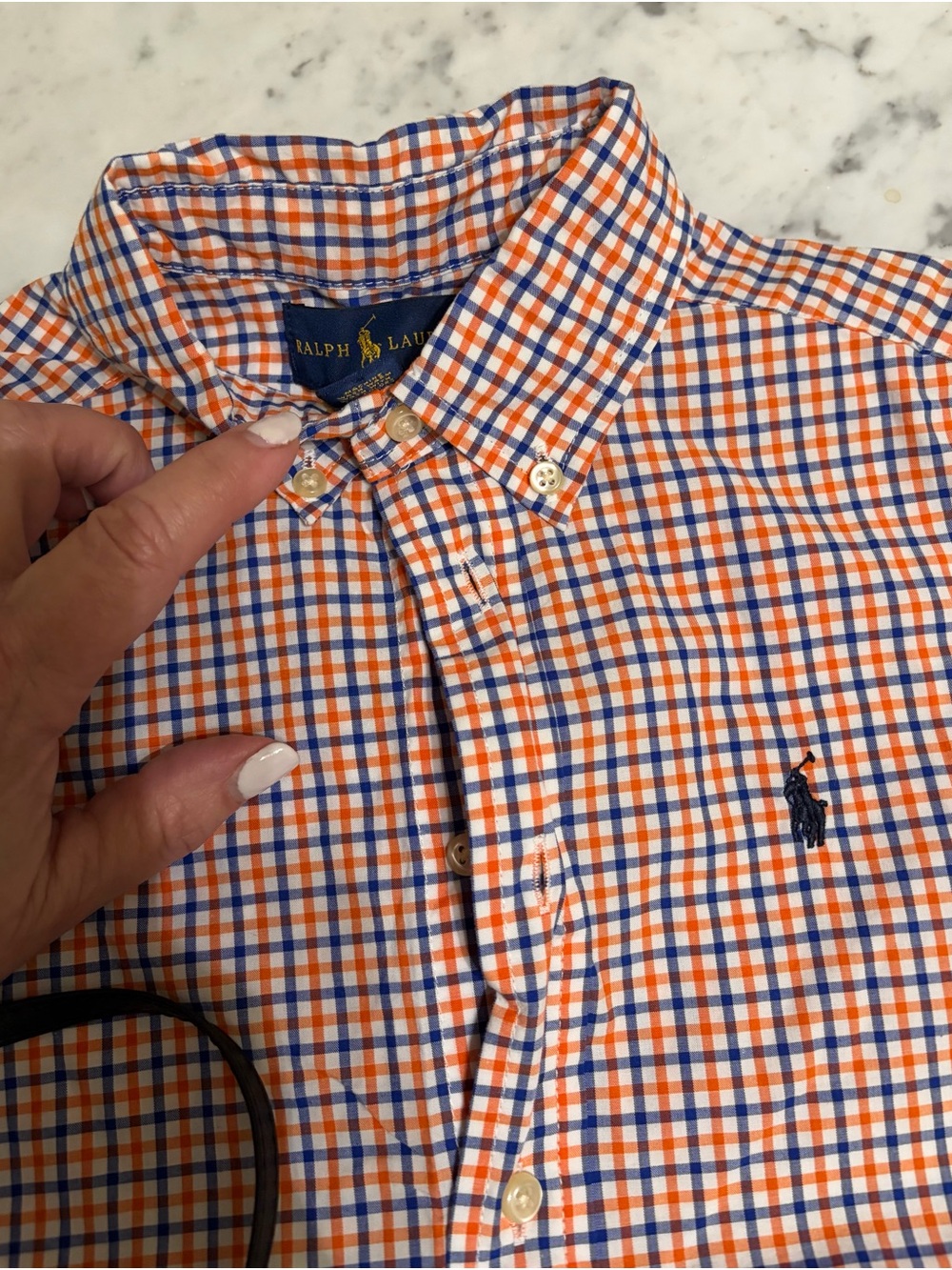 Polo Ralph Lauren boys  Orange & Blue Check Button-Down Shirt